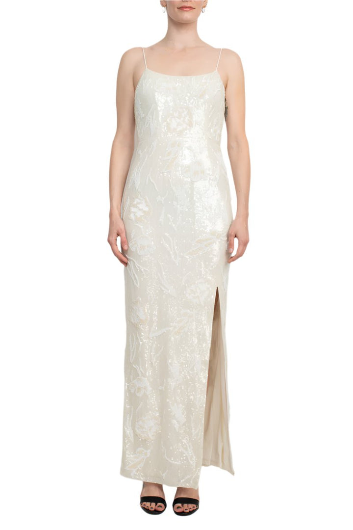 Emily Shalant Silver Screen Star Hand Beaded Ivory Slip Gown-0