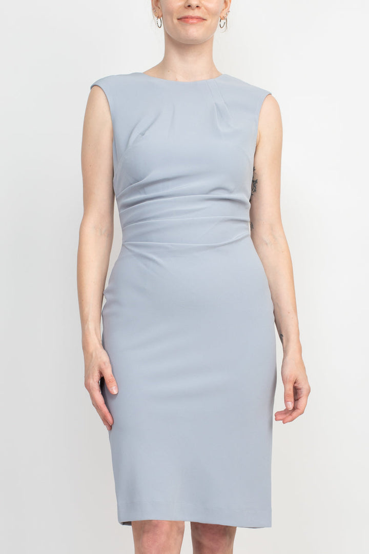 Alberto Makali Crew Neck Sleeveless Bodycon Zipper Back Solid Stretch Crepe Dress-1