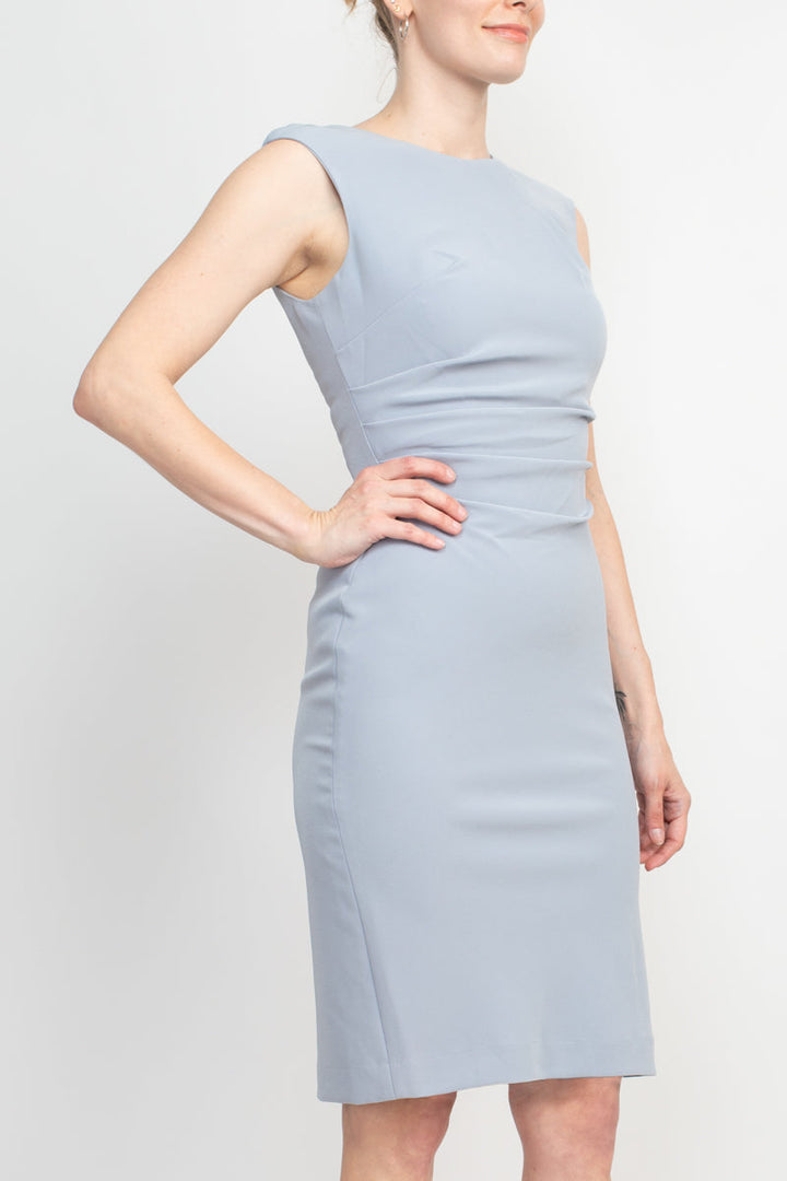 Alberto Makali Crew Neck Sleeveless Bodycon Zipper Back Solid Stretch Crepe Dress-2