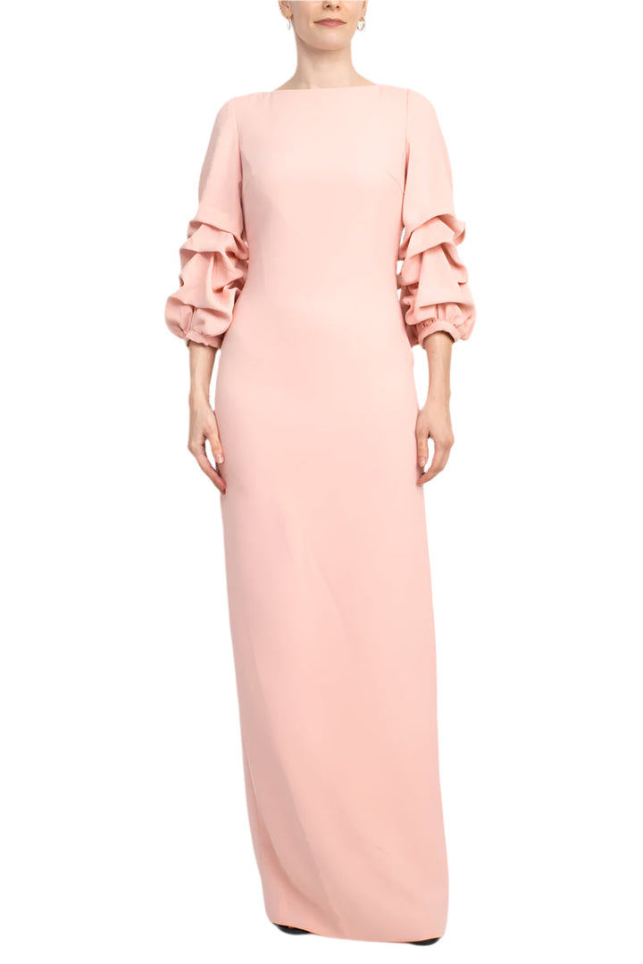 Alberto Makali Crew Neck Gathered 3/4 Sleeve Bodycon Zipper Back Slit Back Scuba Dress-4