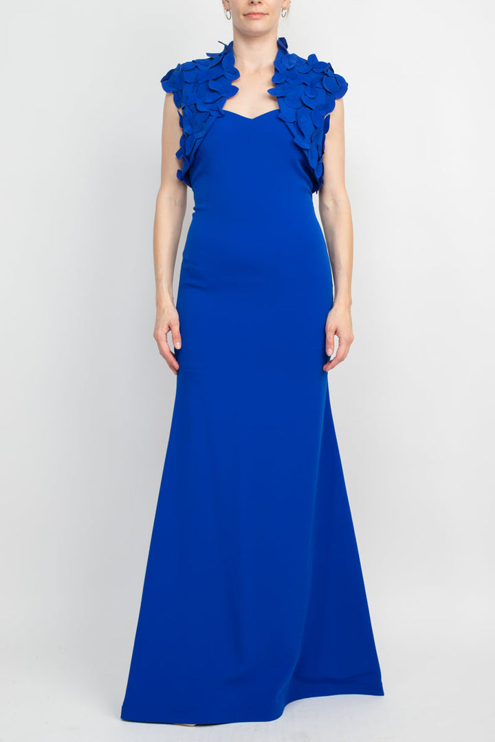 Alberto Makali Strapless Sweetheart Neck Bodycon Scuba Gown with Matching Bolero-4