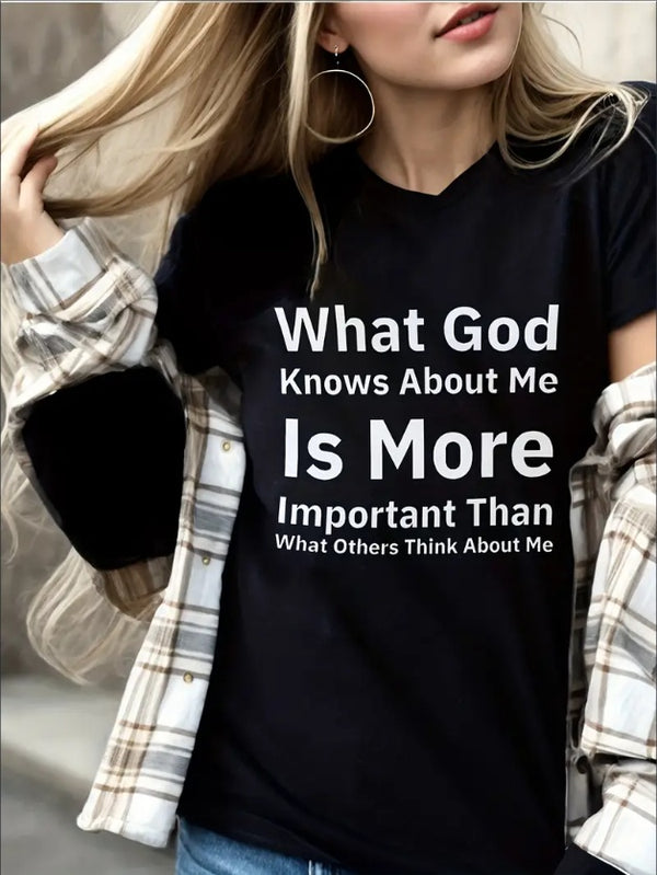 God Knows About Me Ladies Size Front Shoulder Fit