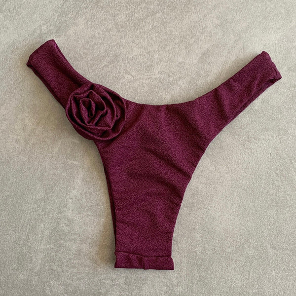 Seashore Textured Malbec Bia Flower Bikini Bottom-0