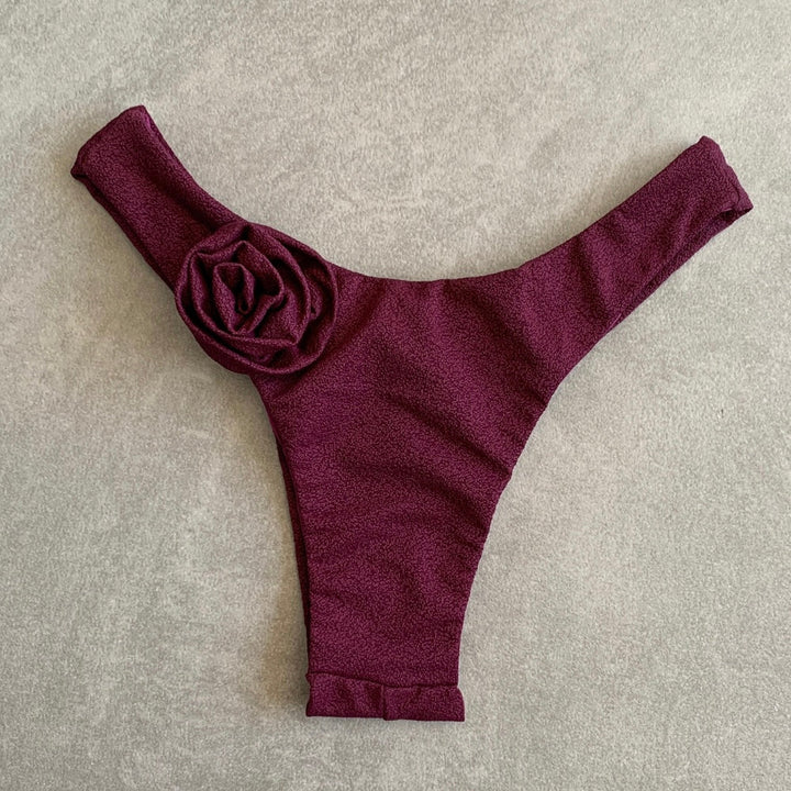 Seashore Textured Malbec Bia Flower Bikini Bottom-0