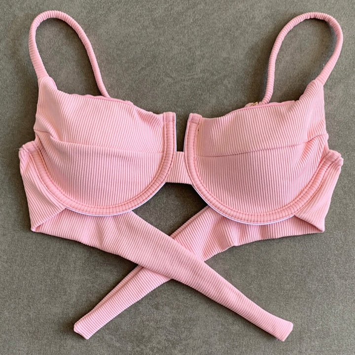 Himalayan Reef Ribbed Panneled Bikini Top-1