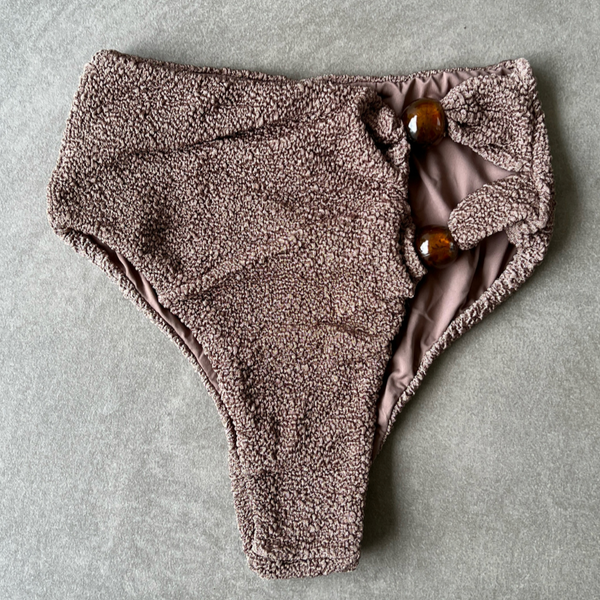 Chocolate Mousse Beehive Textured Vera Bikini Bottom-0