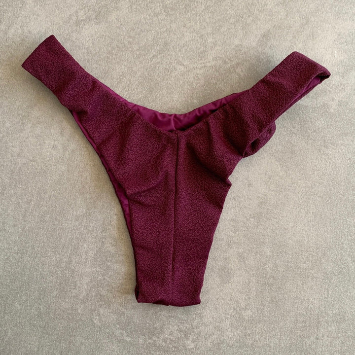 Seashore Textured Malbec Bia Flower Bikini Bottom-1