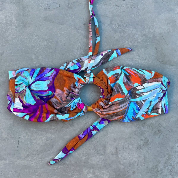 Turquoise Blossom Strapless Bikini Top-0