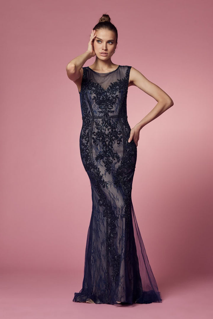 Embroidered Lace Illusion Sweetheart Long Prom & Mother Of The Bride Dress NXE1006-0