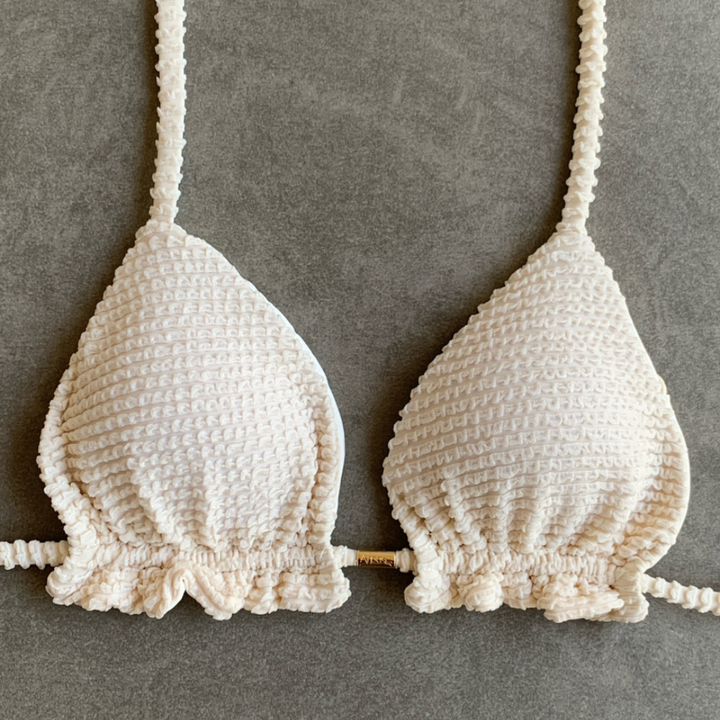 Pearl Triangle Frill Bikini Top-0