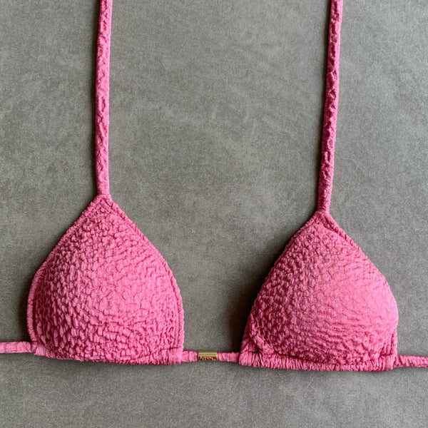 Desert Rose Beehive Textured Triangle Bikini Top-0