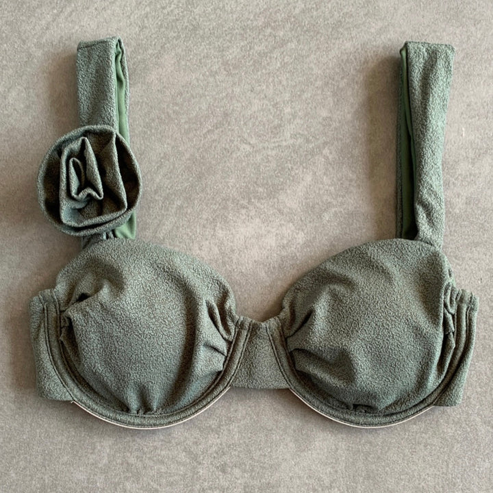 Seashore Textured Fern Green Carolina Bikini Top-0