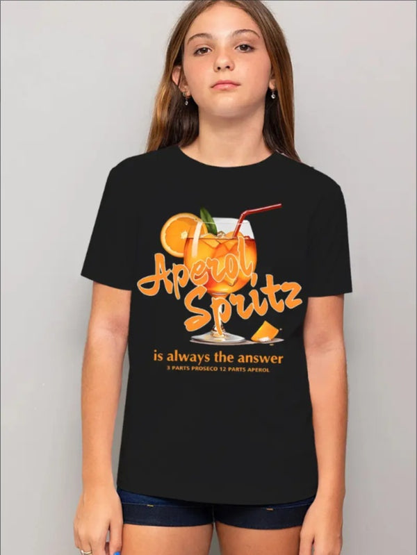 Youth Cartoon  Spritz Print T-Shirt, Regular Fit Knit Top, For Teens, Summer Casual Wear