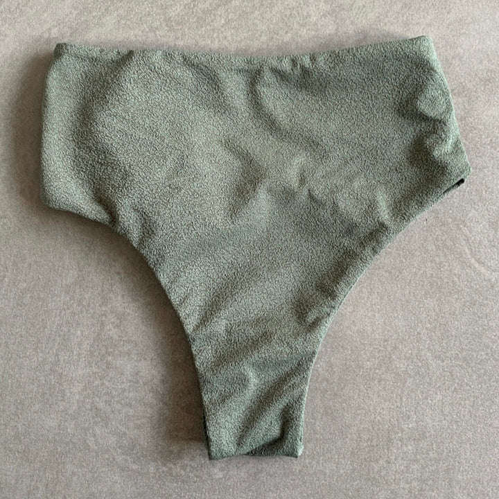 Seashore Textured Fern Green Vera High Waist Bikini Bottom-2