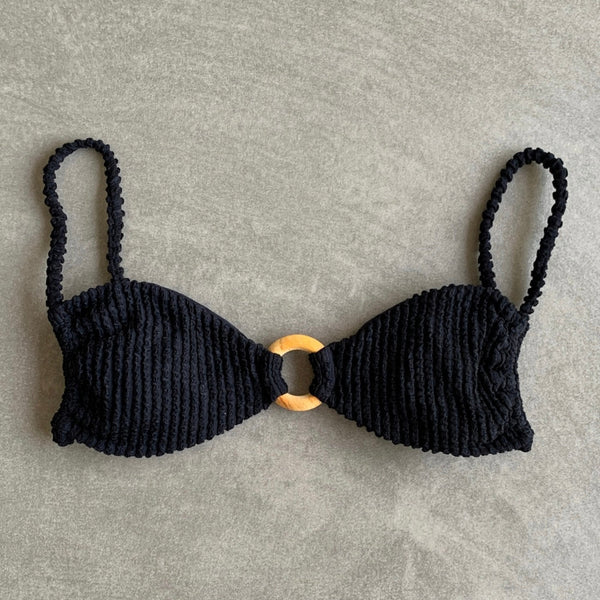 Onyx Textured Kayla Bikini Top-0