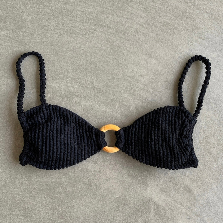 Onyx Textured Kayla Bikini Top-0