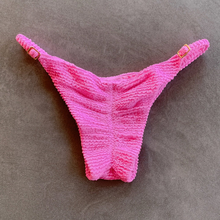 Pink Bliss Textured Tanga Bikini Bottom-1