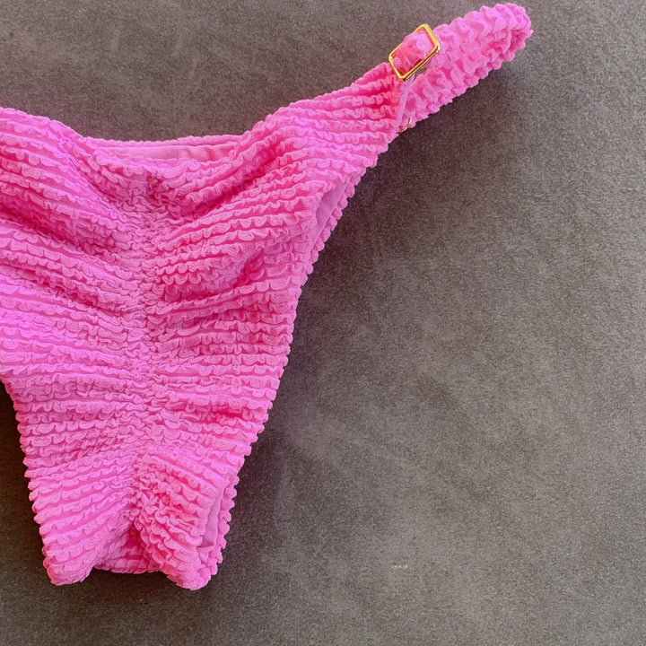 Pink Bliss Textured Tanga Bikini Bottom-2
