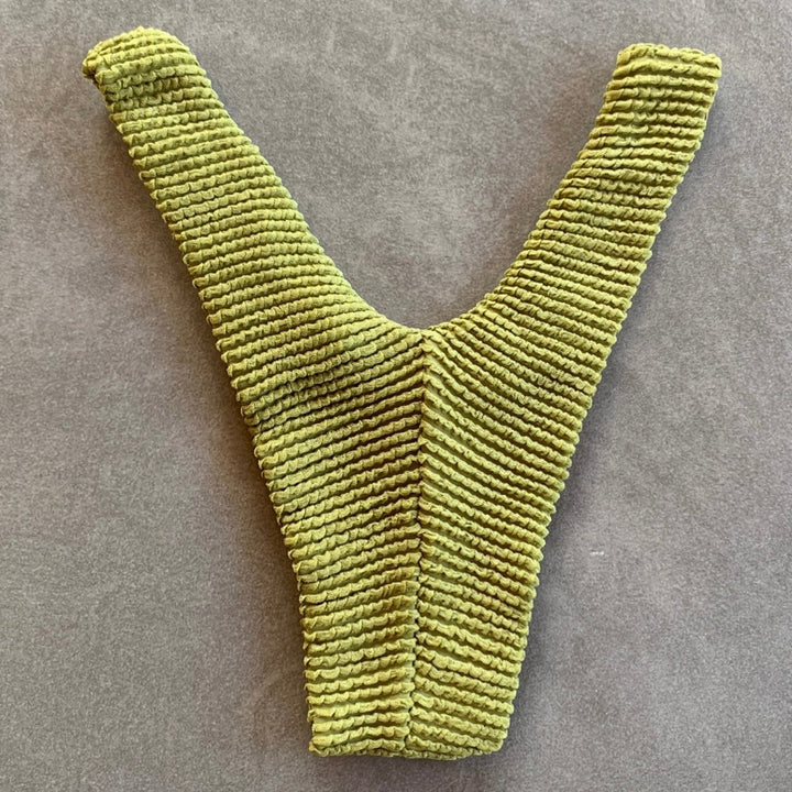 Pistachio Green Textured Bia Metal Bikini Bottom-2