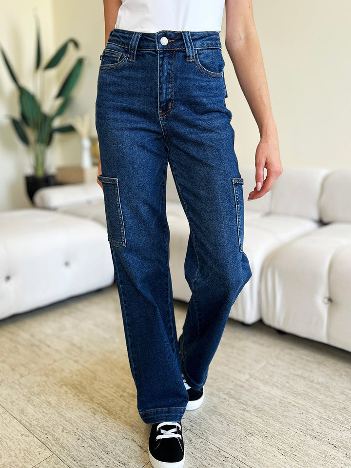 Judy Blue Full Size High Waist Straight Cargo Jeans-0