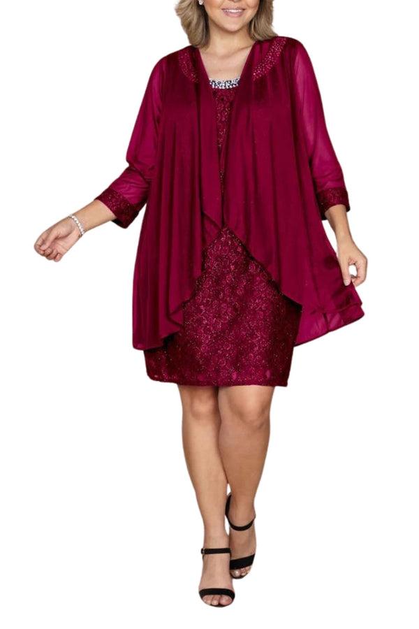 R&M Richards Embellished Lace Sheath Dress & Jacket-0