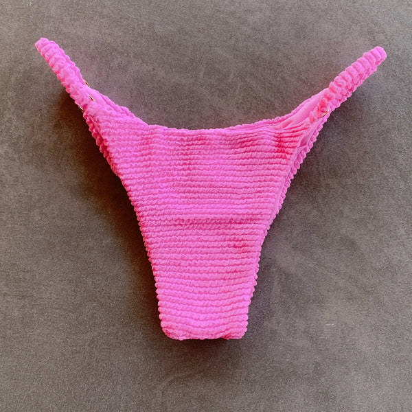 Pink Bliss Textured Tanga Bikini Bottom-0