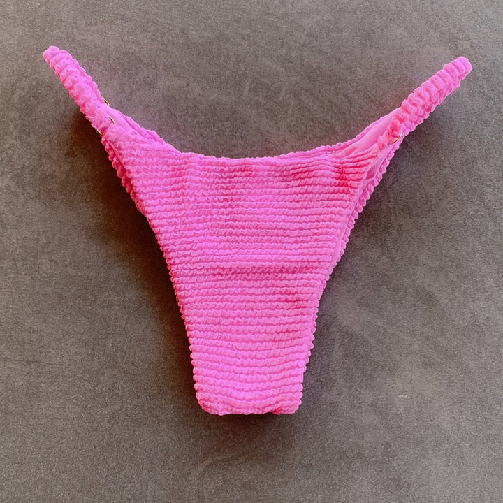 Pink Bliss Textured Tanga Bikini Bottom-0