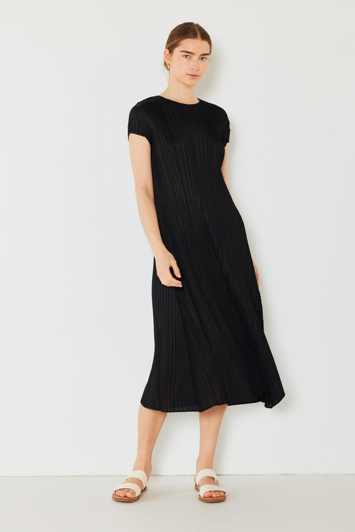 Marina West Swim Pleated Cap Sleeve A-Line Dress-3
