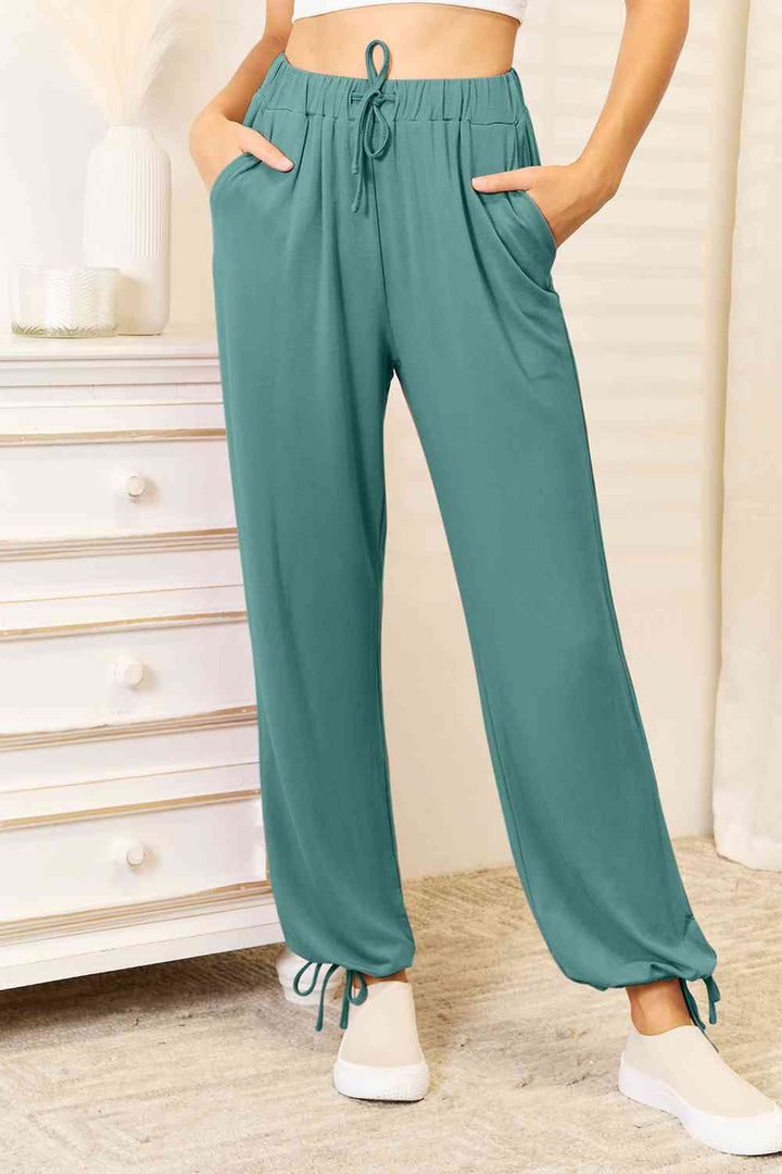 Basic Bae Full Size Soft Rayon Drawstring Waist Pants with Pockets-0