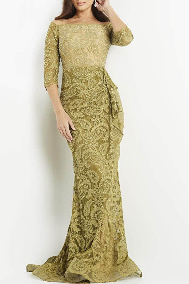 Jovani off shoulder embellished lace bodycon gown-2