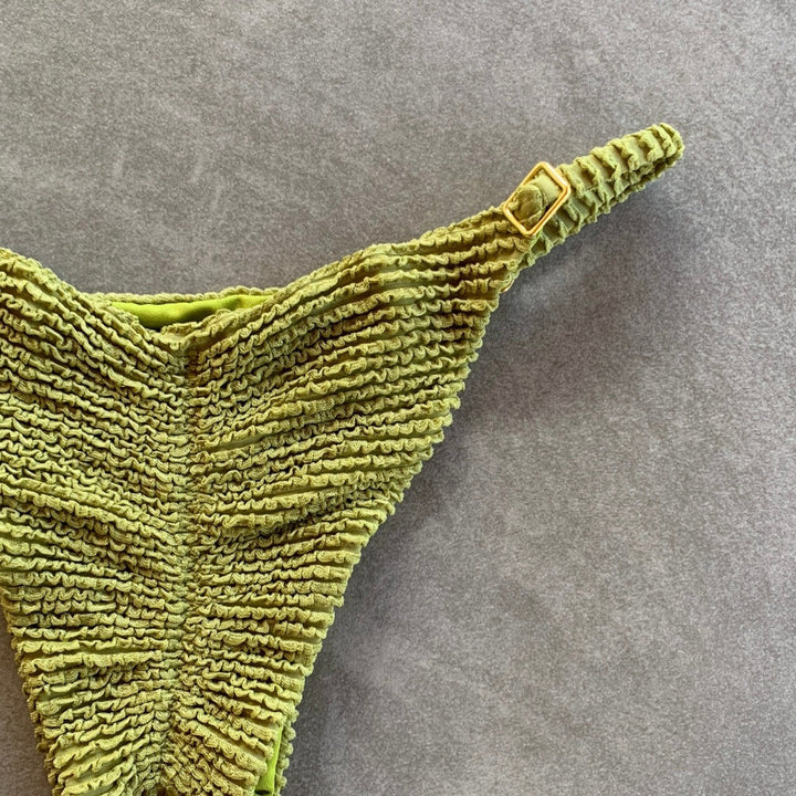 Pistachio Green Textured Tanga Bikini Bottom-1
