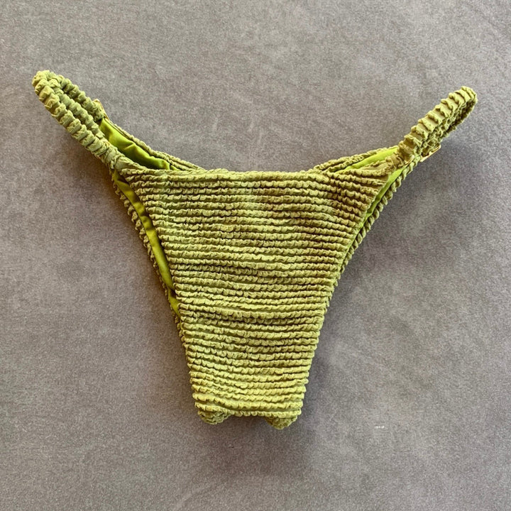 Pistachio Green Textured Tanga Bikini Bottom-2