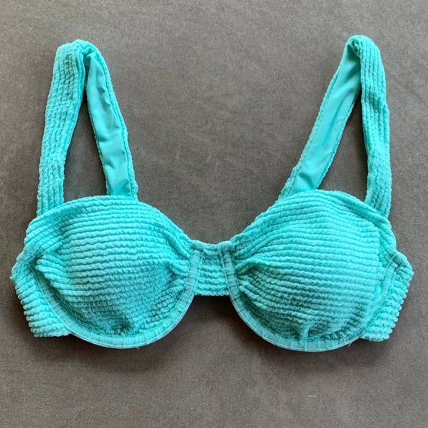 Curazao Blue Textured Carolina Underwire Bikini Top-0