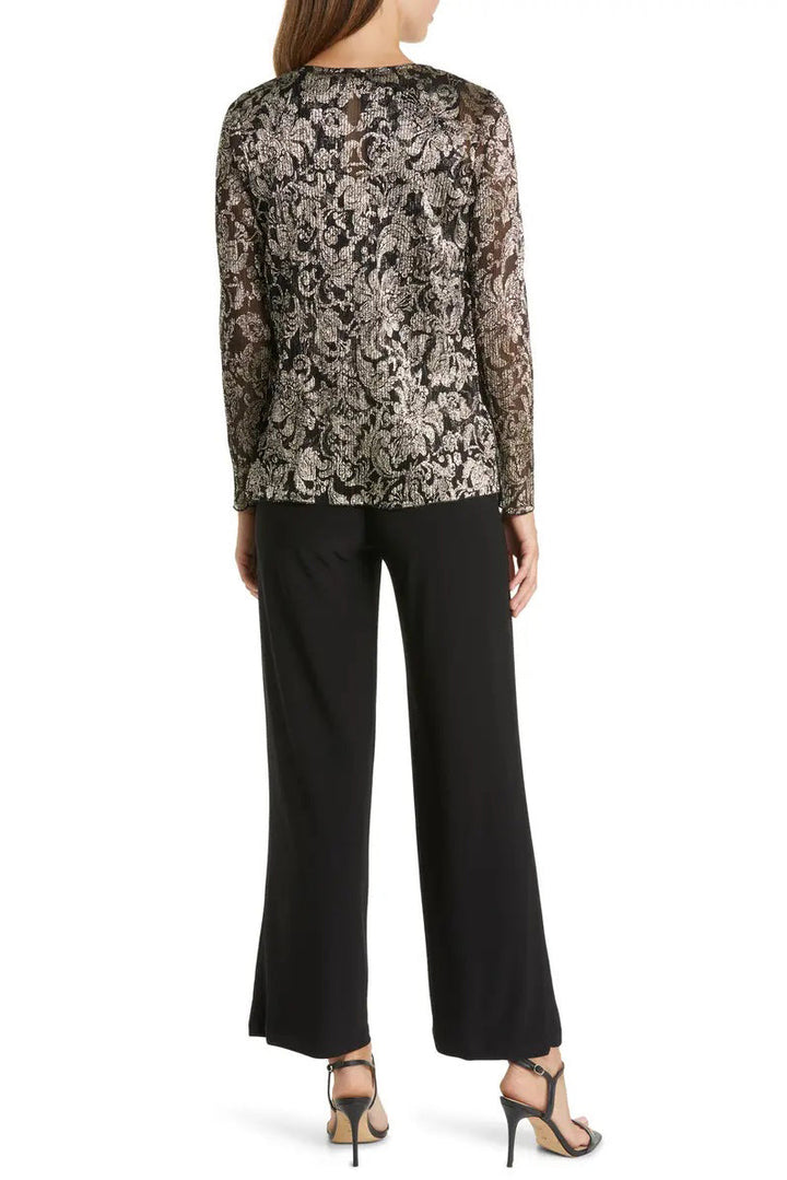 Marina Scoop Neckline Sleeveless Keyhole Back Floral Metallic Bodice Matte Jersey Outfit Sets-1