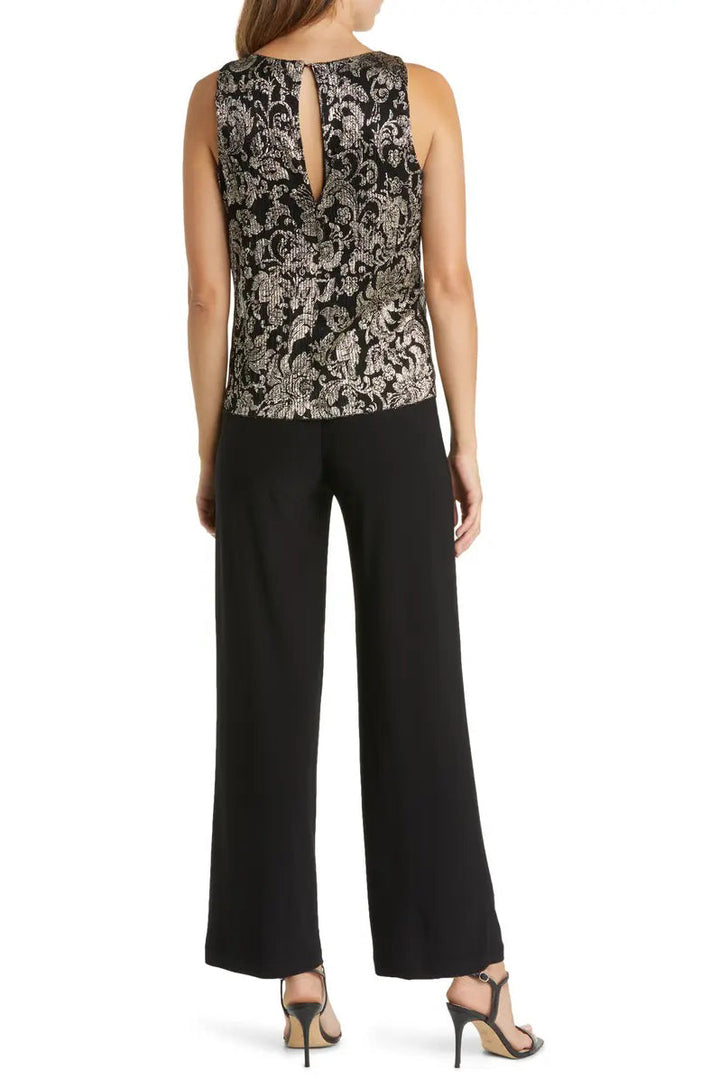 Marina Scoop Neckline Sleeveless Keyhole Back Floral Metallic Bodice Matte Jersey Outfit Sets-3