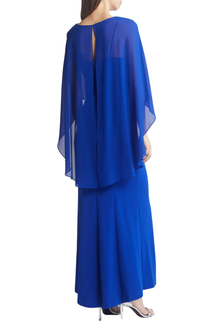 Marina Rhinestone Trim Chiffon Capelet Gown-1