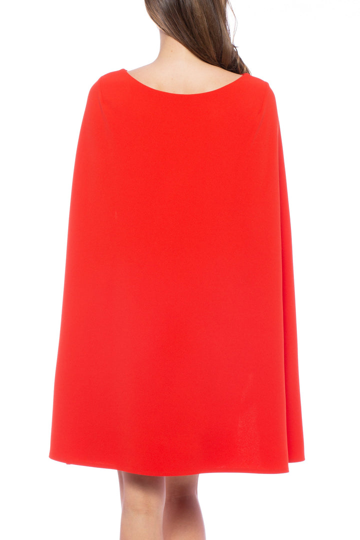 Marina Cape Back Boat Neckline Crepe Stone Detail Dress-2