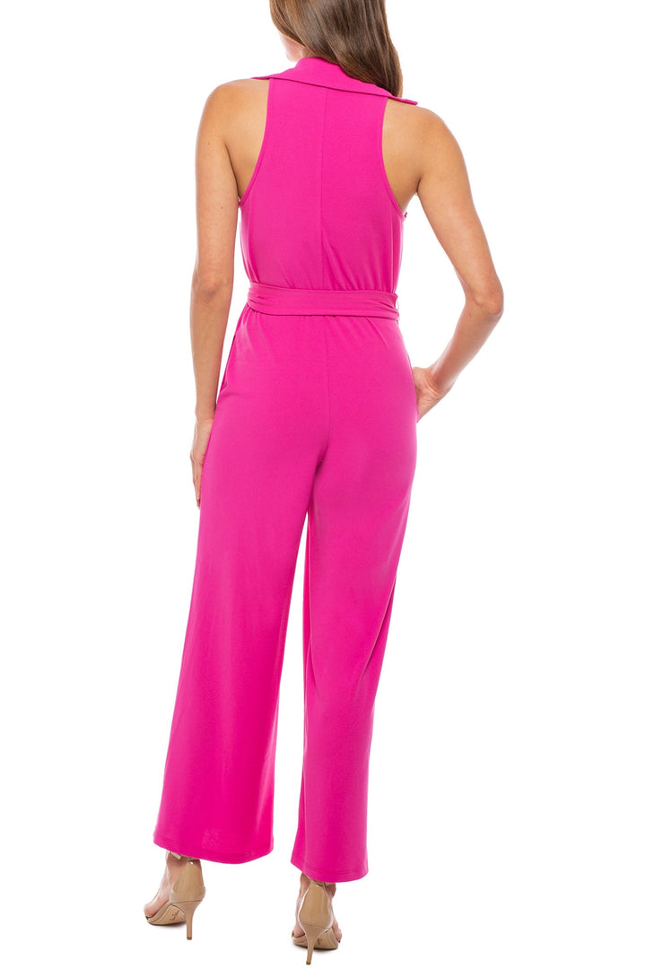 Marina Collared Sleeveless Tie Waist Scuba Crepe Jumpsuit-1