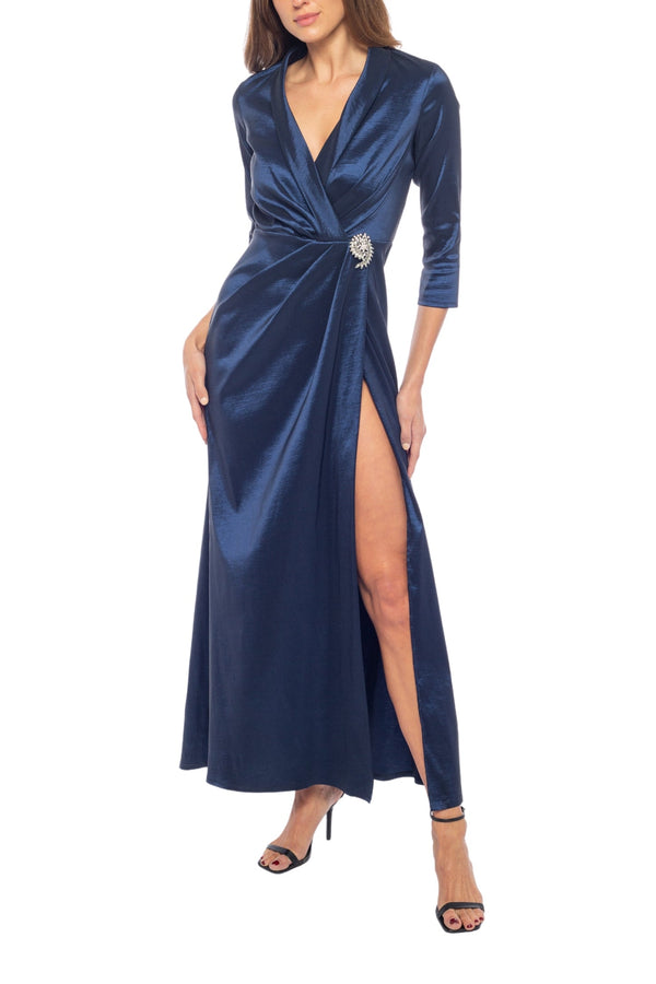 Marina V-Neck Wrap-Front Gown - Wholesale-0