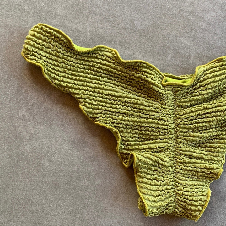 Pistachio Green Textured Lili Ripple Bikini Bottom-1
