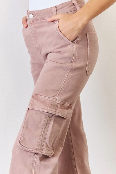 RISEN Full Size High Rise Cargo Wide Leg Jeans-4
