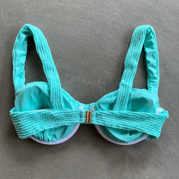 Curazao Blue Textured Carolina Underwire Bikini Top-1