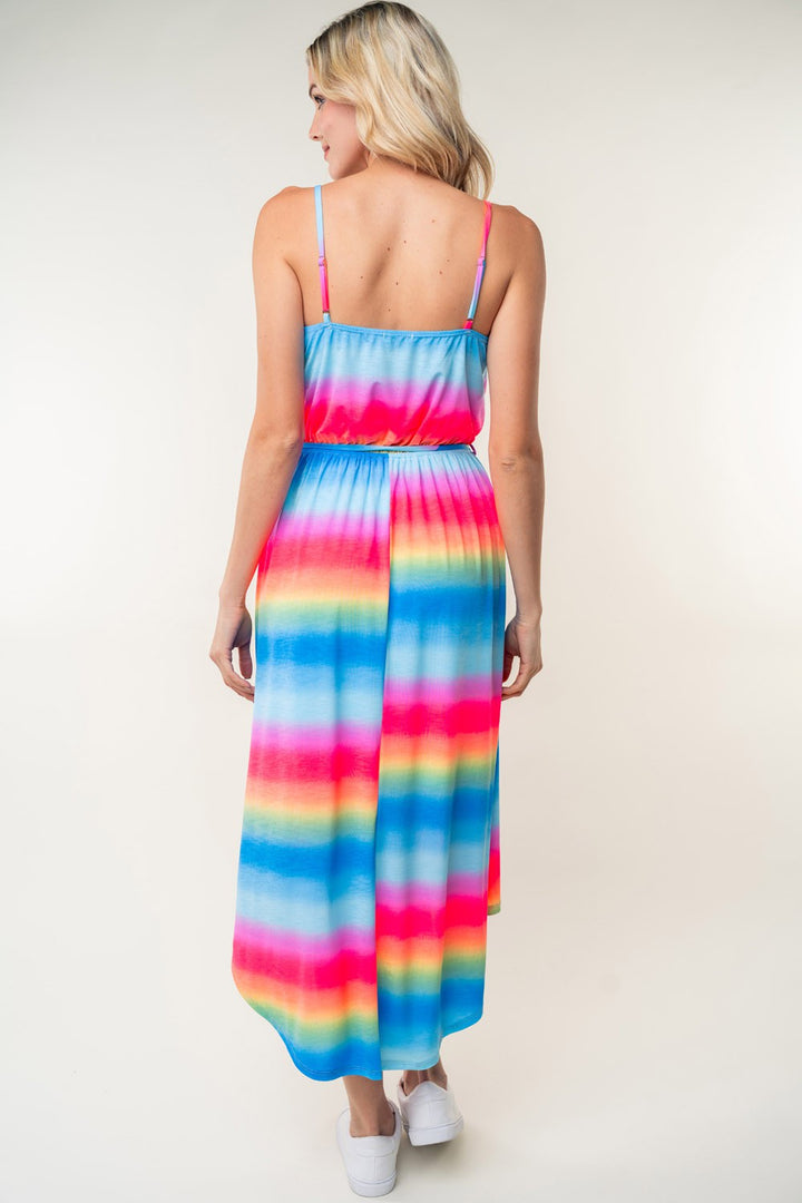 White Birch Full Size Ombre Striped Midi Cami Dress-1