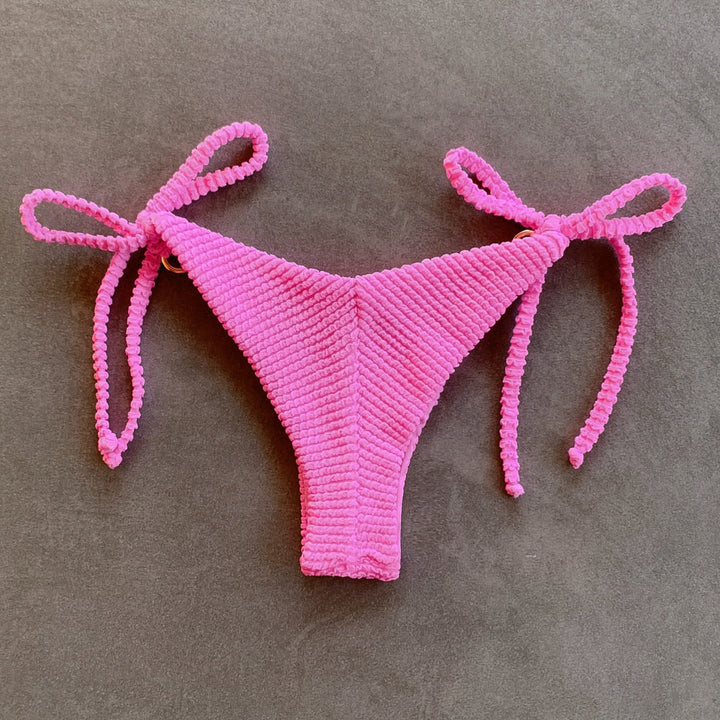Pink Bliss Textured Katie Side Tie Bikini Bottom-2