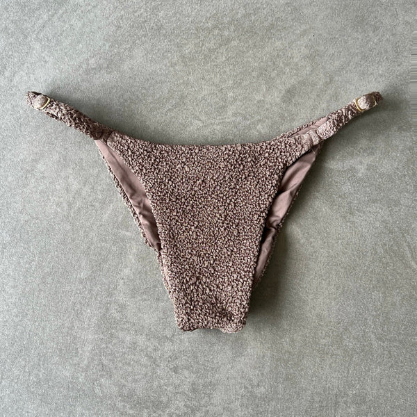 Chocolate Mousse Beehive Textured Tanga Bikini Bottom-0