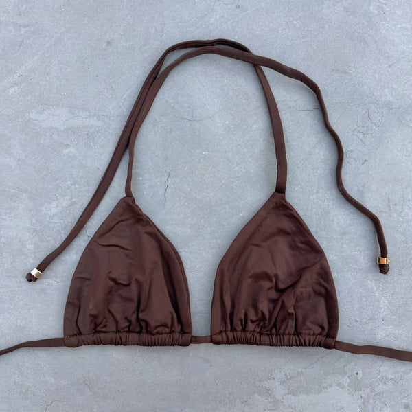 Cocoa Brown Triangle Bikini Top-0