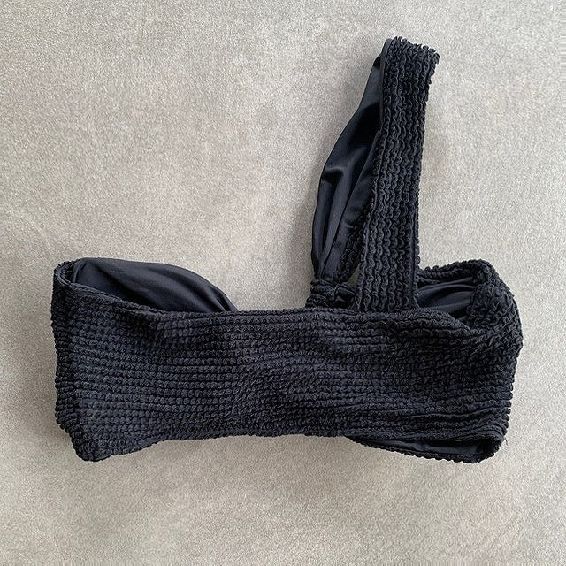 Onyx Black Textured Greek Bikini Top-1