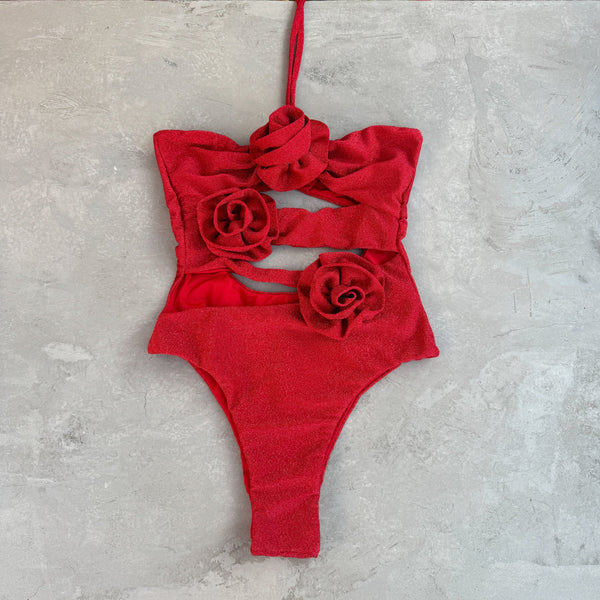 Laurice Red Sparkle One Piece Swimsuit-0