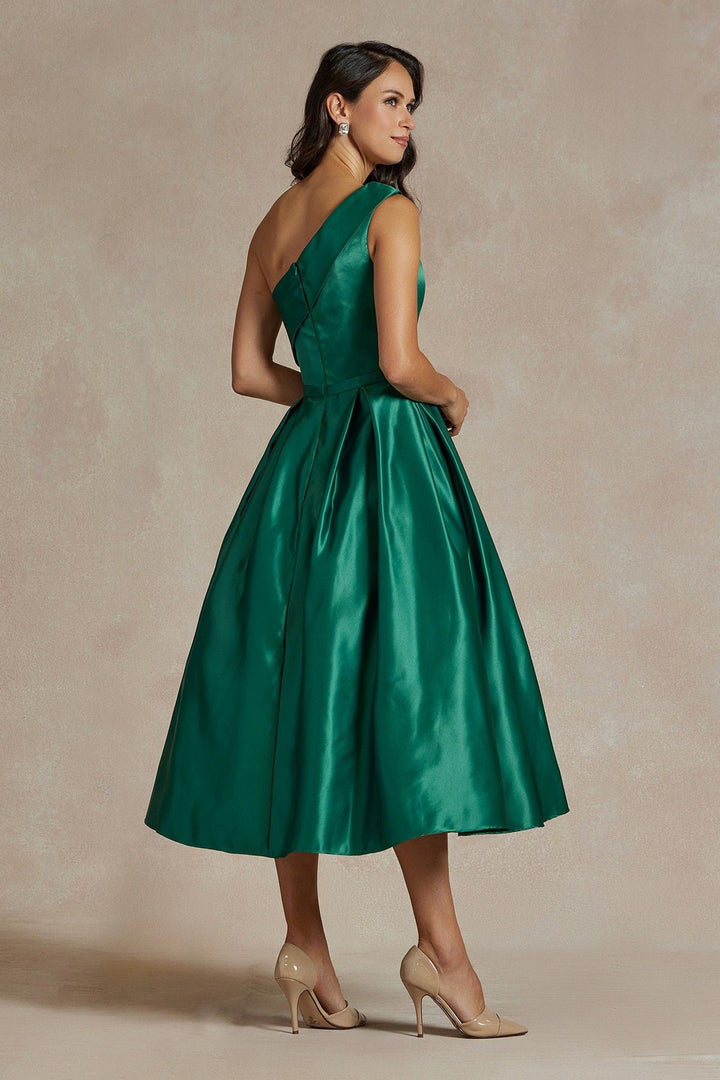 One Shoulder Satin Open Back Midi Evening & Prom Dress NXJE931-2