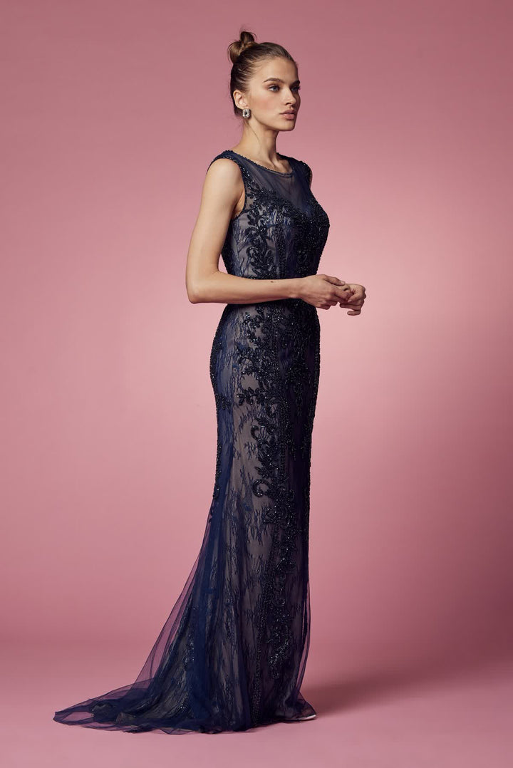 Embroidered Lace Illusion Sweetheart Long Prom & Mother Of The Bride Dress NXE1006-1